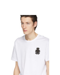 Dolce and Gabbana White Embroidered Crown Patch T Shirt