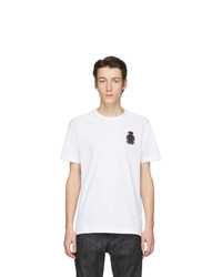 Dolce and Gabbana White Embroidered Crown Patch T Shirt