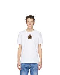 Dolce and Gabbana White Embroidered Crown Patch T Shirt