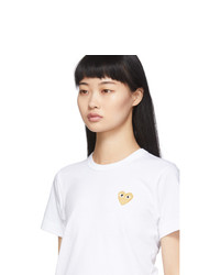 Comme Des Garcons Play White Gold Heart T Shirt
