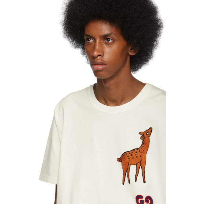 Gucci White Oversized Deer T Shirt 