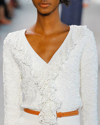 Michael Kors Michl Kors Collection Crochet Trim Soutache Embroidered Top White