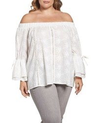 Lumie Plus Size Embroidered Off The Shoulder Top