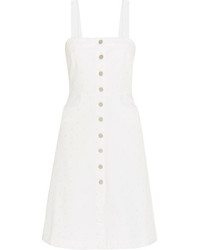 White Embroidered Denim Dress
