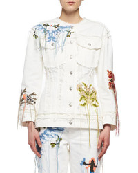 White Embroidered Denim Jacket