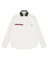 White Embroidered Denim Shirt