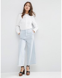 Asos Tall Asos Tall Embroidered Collar Casual Pussy Bow Shirt
