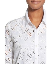 Nordstrom Collection Moda Eyelet Embroidered Cotton Voile Shirt
