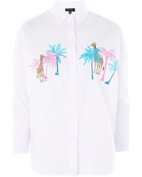 Topshop Palm Giraffe Embroidered Shirt