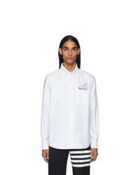 Thom Browne White Pocket Duck Embroidery Oxford Shirt