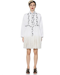 Antonio Marras Fringed Embroidered Cotton Poplin Dress