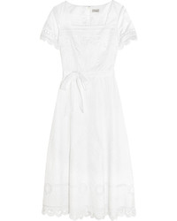 Temperley London Bellanca Embroidered Cotton Poplin Dress White