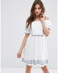 Asos Collection Off Shoulder Sundress With Border Embroidery