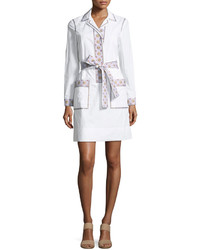 Tory Burch Jayne Long Sleeve Embroidered Belted Tunic Dress