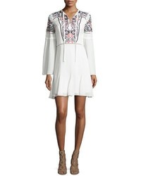 Parker Milly Embroidered Long Sleeve Mini Dress Ivory