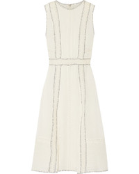 Alice + Olivia Mlyn Crochet Trimmed Embroidered Chiffon Dress Ivory