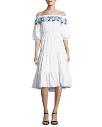 Peter Pilotto Pallas Embroidered Cotton Off The Shoulder Dress