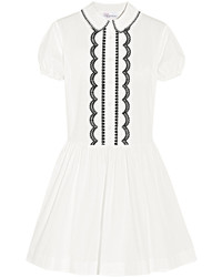 RED Valentino Redvalentino Embroidered Cotton Poplin Mini Dress White