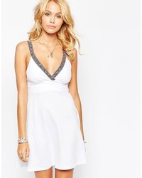Asos Skater Dress With Embroidered Tape Detail