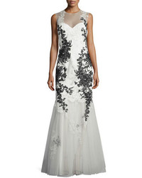 White Embroidered Evening Dress