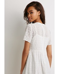 Forever 21 Floral Embroidered Fit Flare Dress