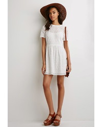 Forever 21 Floral Embroidered Fit Flare Dress