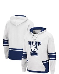 White Embroidered Fleece Hoodie