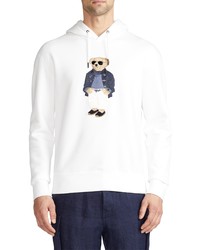 Ralph Lauren Purple Label Polo Bear Applique Terry Hoodie In Classic White At Nordstrom