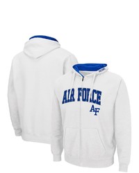 Colosseum White Air Force Falcons Arch Logo 30 Full Zip Hoodie