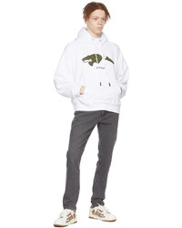 Palm Angels White Cotton Hoodie