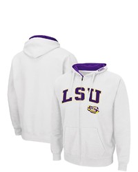 Colosseum White Lsu Tigers Arch Logo 30 Full Zip Hoodie