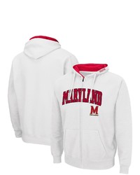 Colosseum White Maryland Terrapins Arch Logo 30 Full Zip Hoodie