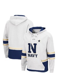Colosseum White Navy Mid Lace Up 30 Pullover Hoodie