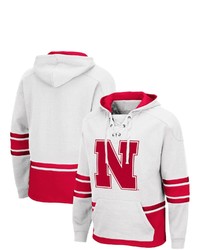 Colosseum White Nebraska Huskers Lace Up 30 Pullover Hoodie