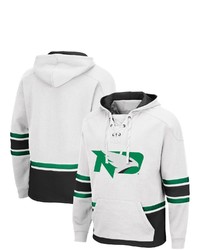 Colosseum White North Dakota Lace Up 30 Pullover Hoodie