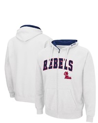 Colosseum White Ole Miss Rebels Arch Logo 30 Full Zip Hoodie