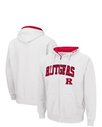 Colosseum White Rutgers Scarlet Knights Arch Logo 30 Full Zip Hoodie At Nordstrom