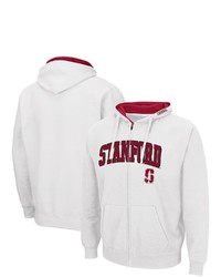 Colosseum White Stanford Cardinal Arch Logo 30 Full Zip Hoodie