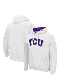 Colosseum White Tcu Horned Frogs Arch Logo 30 Pullover Hoodie