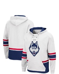 Colosseum White Uconn Huskies Lace Up 30 Pullover Hoodie