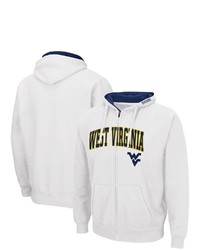 Colosseum White West Virginia Mountaineers Arch Logo 30 Full Zip Hoodie