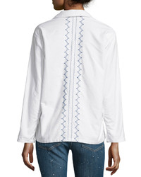 The Great The Embroidered Army Shirt Jacket White