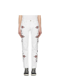 White Embroidered Jeans