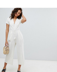 Asos Tall Asos Design Tall Cotton Embroidered Jumpsuit With Tassel
