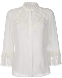 Roberto Cavalli Embroidered Blouse With Lace Trimming