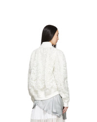Sacai White Embroidered Lace Bomber Jacket