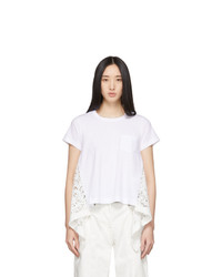 White Embroidered Lace Crew-neck T-shirt