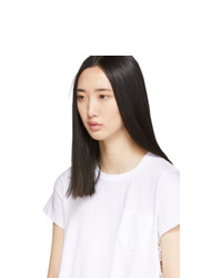 Sacai White Embroidered Lace Back T Shirt