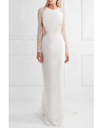 Stella McCartney Embroidered Lace And Cady Gown White