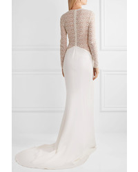Stella McCartney Embroidered Lace And Cady Gown White